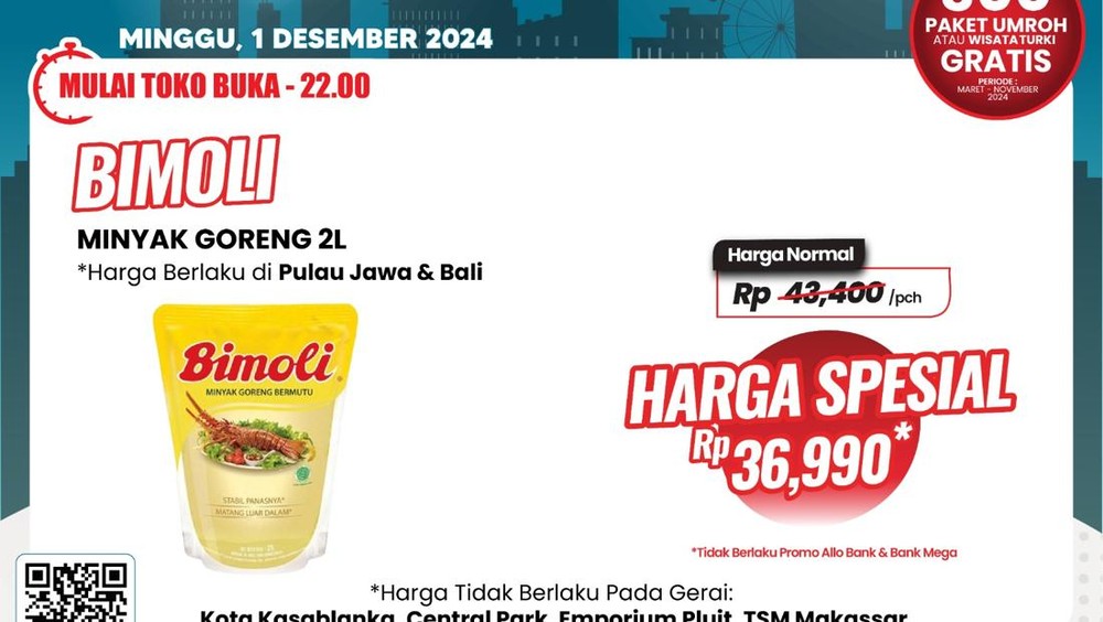 Transmart Gelar Full Day Sale, Minyak Goreng Bimoli 2 Liter Cuma Rp 38.990