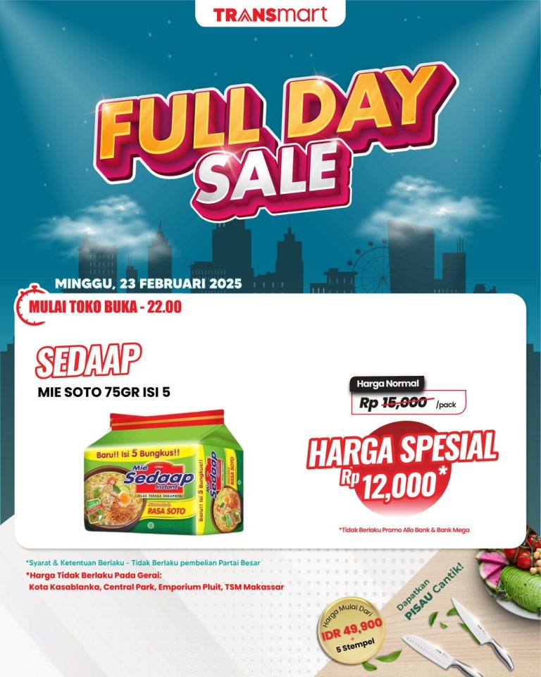 Gajian Sebentar Lagi? Manfaatkan Transmart Full Day Sale untuk Stok Sembako!
