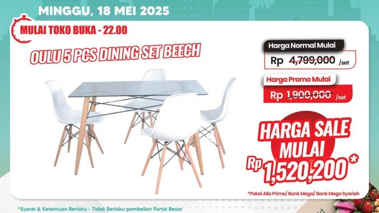 Diskon Jumbo Transmart Full Day Sale: Set Meja Makan Oulu Dijual Murah Meriah Diskon Jumbo Transmart Full Day Sale: Set Meja Makan Oulu Dijual Murah Meriah